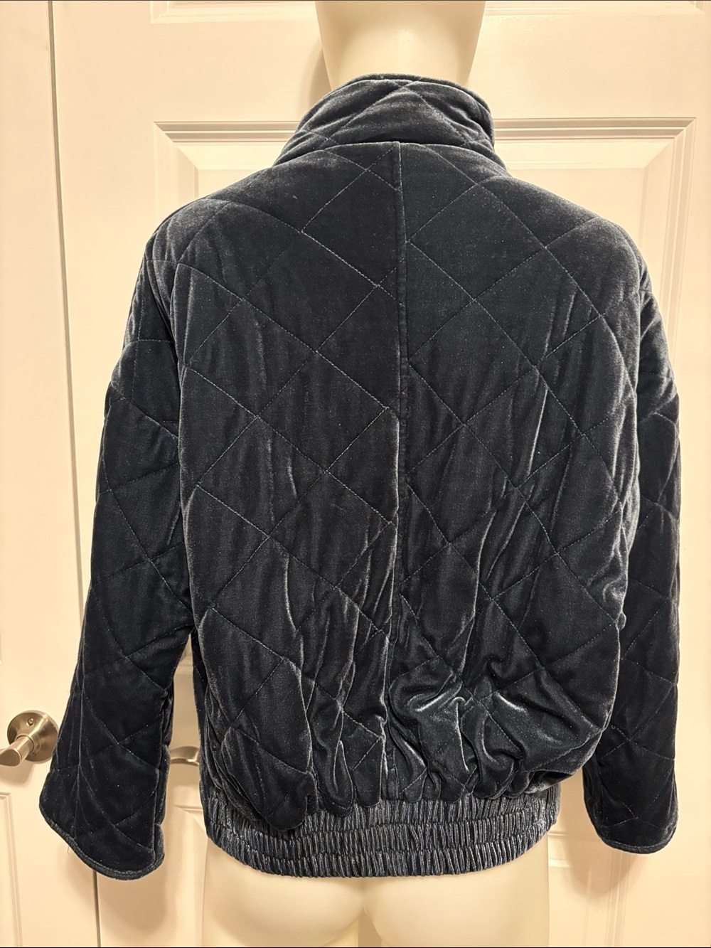 Avec Les Filles Quilted Velvet Full-Zip Jacket - Navy - Picture 5 of 5